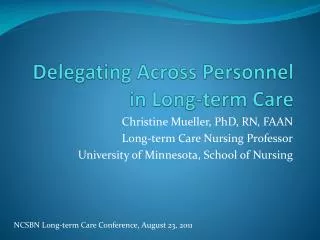 Delegating Across Personnel in Long-term Care