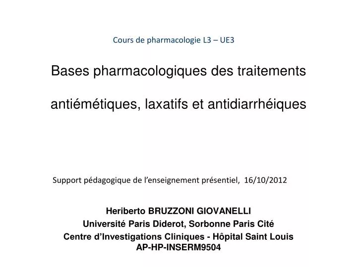 bases pharmacologiques des traitements anti m tiques laxatifs et antidiarrh iques