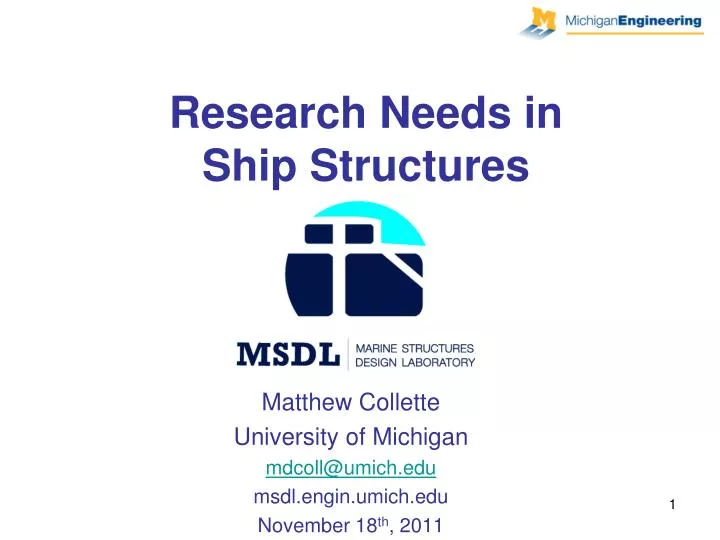 research needs in ship structures
