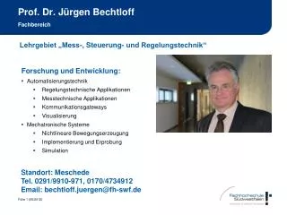 Prof. Dr. Jürgen Bechtloff Fachbereich