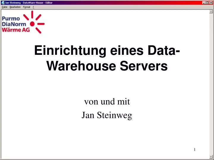 einrichtung eines data warehouse servers