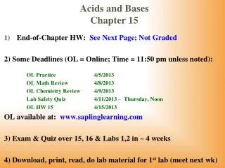 Acids and Bases Chapter 15