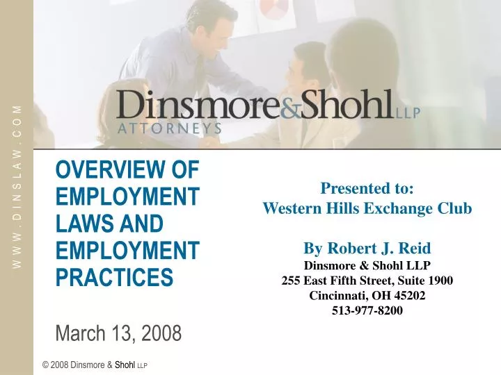 overview of employment laws and employment practices march 13 2008