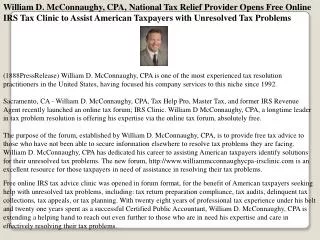 william d. mcconnaughy, cpa, national tax relief provider op