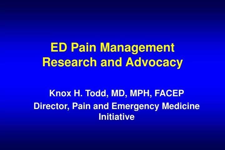 ed pain management research and advocacy