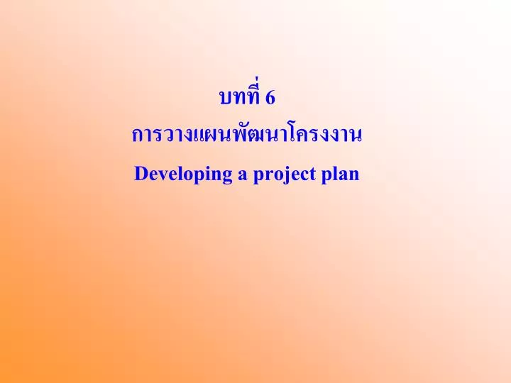 6 developing a project plan