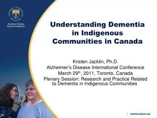 Understanding Dementia in Indigenous Communities in Canada