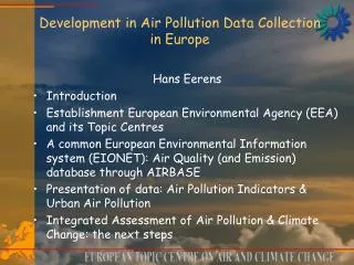 Development in Air Pollution Data Collection in Europe