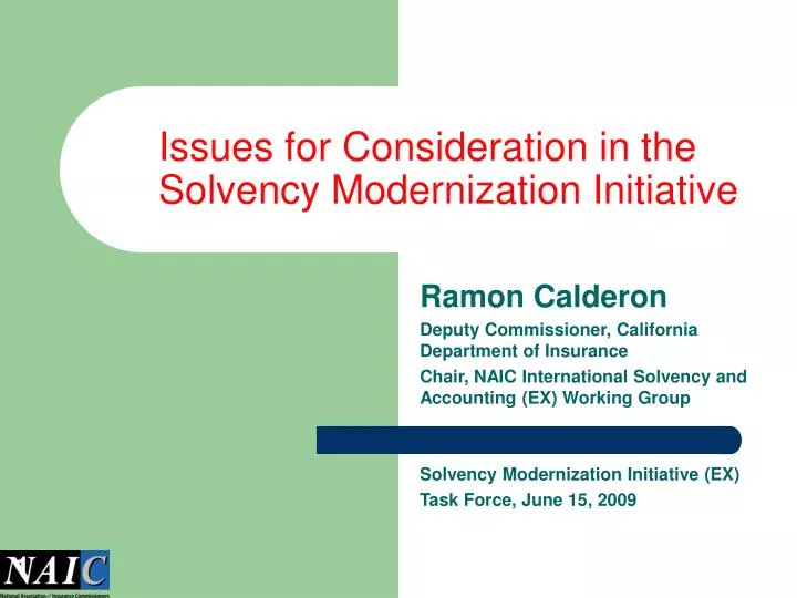 issues for consideration in the solvency modernization initiative