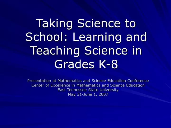 taking science to school learning and teaching science in grades k 8