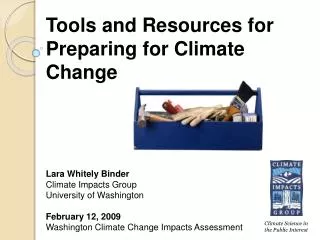 Tools and Resources for Preparing for Climate Change