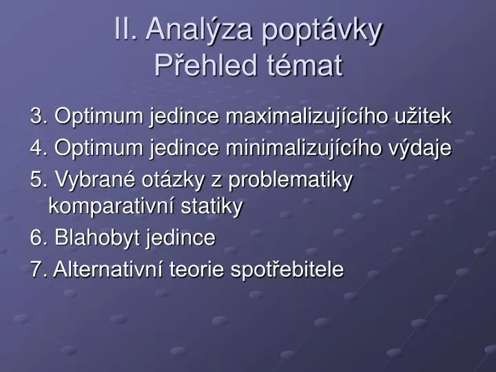 ii anal za popt vky p ehled t mat