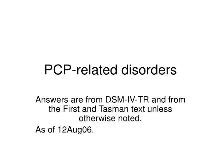 pcp related disorders
