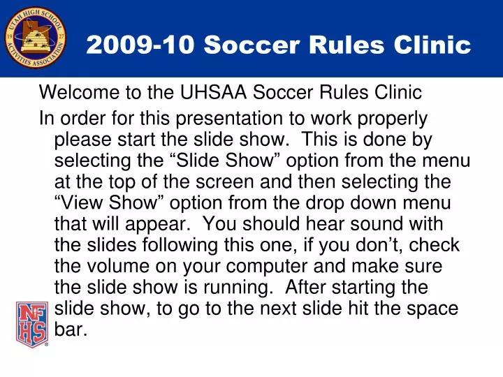 2009 10 soccer rules clinic