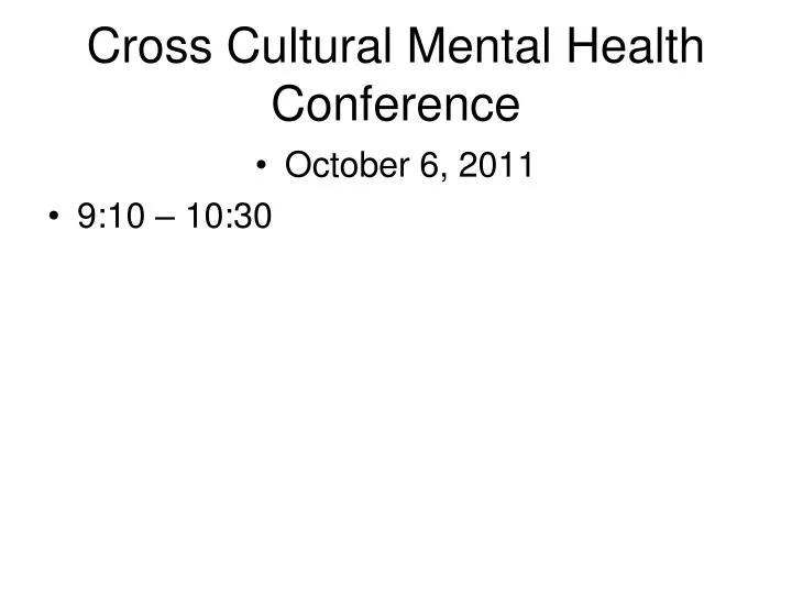 cross cultural mental health conference
