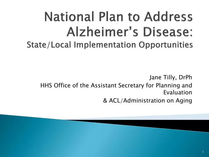 national plan to address alzheimer s disease state local implementation opportunities