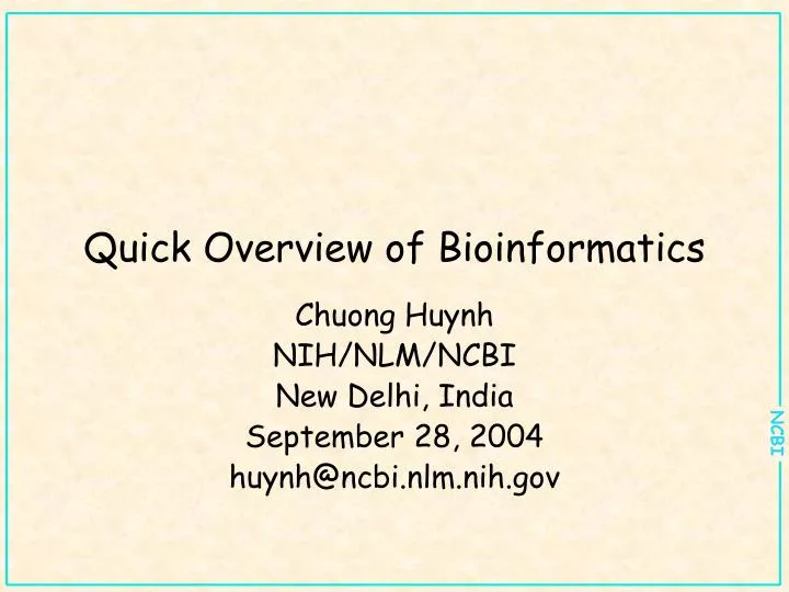quick overview of bioinformatics