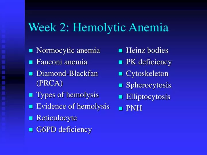 week 2 hemolytic anemia