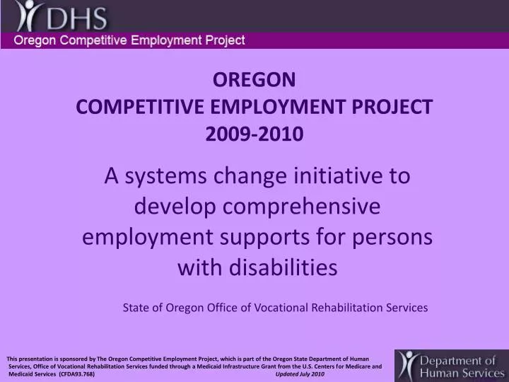 oregon competitive employment project 2009 2010