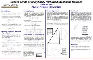 Cesaro Limits of Analytically Perturbed Stochastic Matrices Jason Murcko Advisor: Professor Henry Krieger