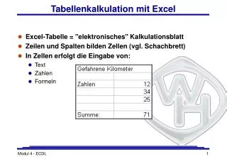 Tabellenkalkulation mit Excel