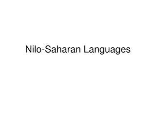 Nilo-Saharan Languages