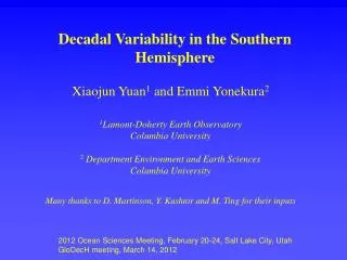 Decadal Variability in the Southern Hemisphere