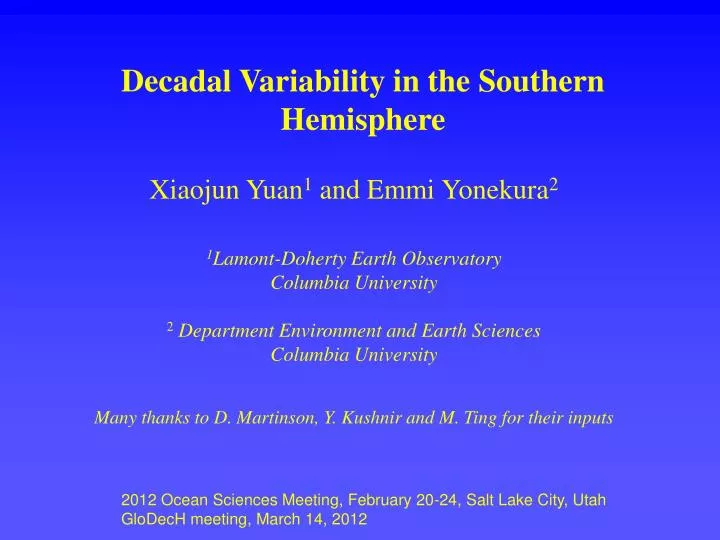 decadal variability in the southern hemisphere