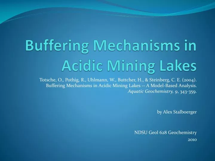 buffering mechanisms in acidic mining lakes
