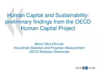 Human Capital and Sustainability: preliminary findings from the OECD Human Capital Project