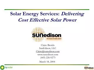 Solar Energy Services: Delivering Cost Effective Solar Power