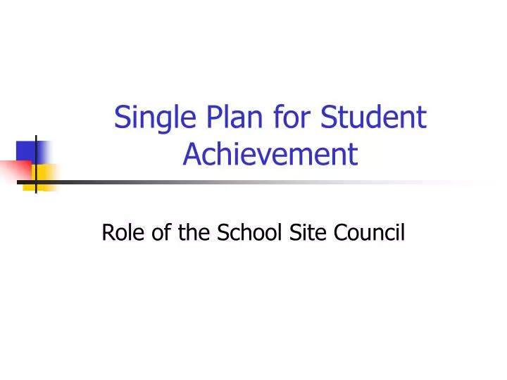single plan for student achievement