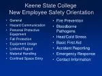 Keene State College New Employee Safety Orientation