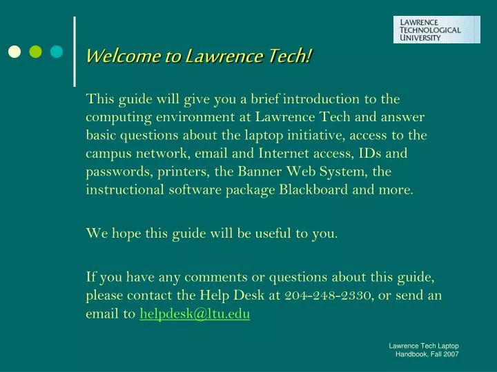 welcome to lawrence tech