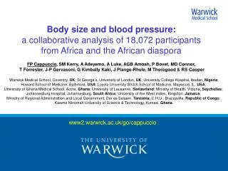 Body size and blood pressure: a collaborative analysis of 18,072 participants from Africa and the African diaspora