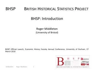 BHSP British Historical Statistics Project