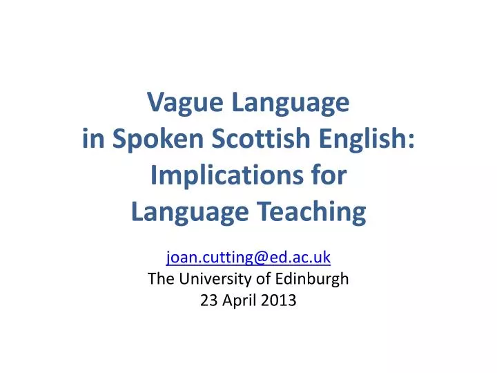 vague language in spoken scottish english implications for language teaching