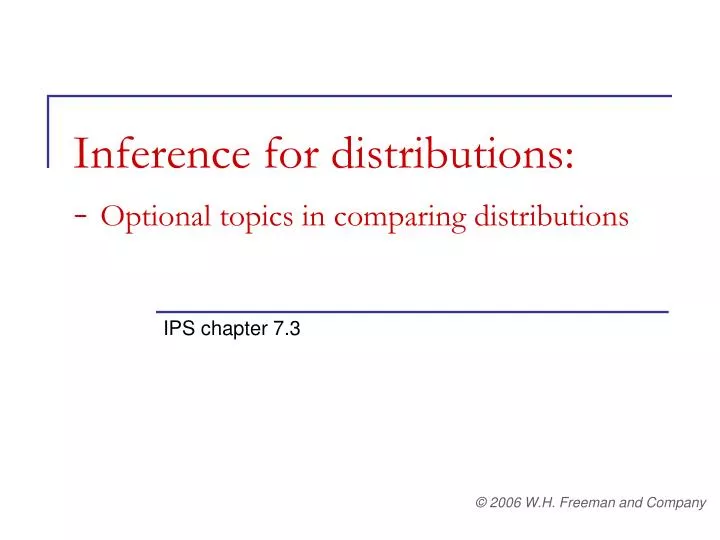 inference for distributions optional topics in comparing distributions