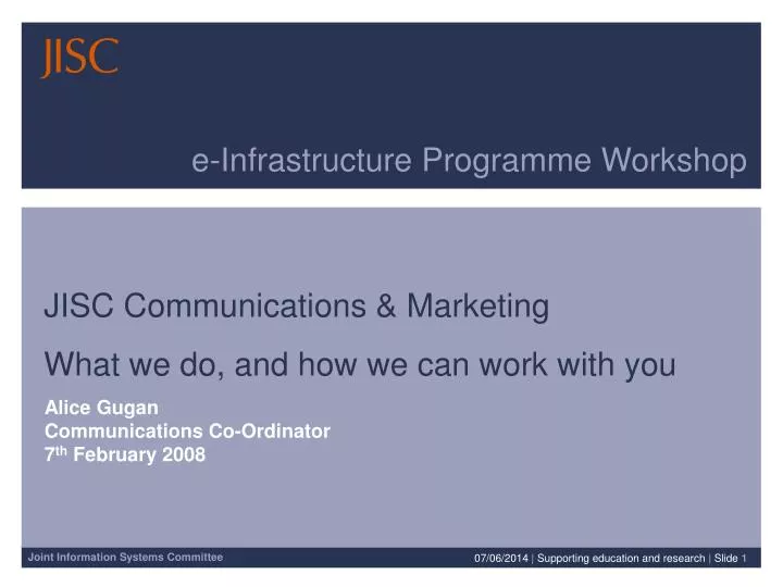 e infrastructure programme workshop