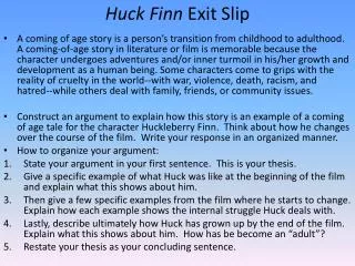 Huck Finn Exit Slip