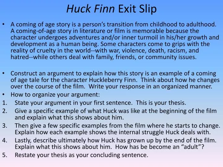 huck finn exit slip
