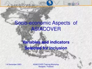 Socio-economic Aspects of ASIACOVER