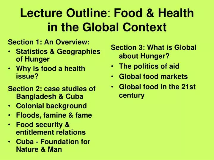 lecture outline food health in the global context