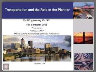 Transportation and the Role of the Planner