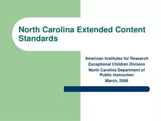 North Carolina Extended Content Standards