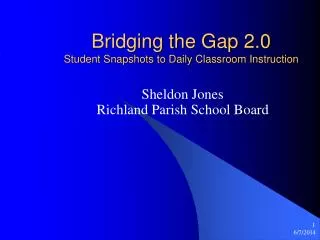 Bridging the Gap 2.0 Student Snapshots to Daily Classroom Instruction