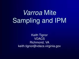 Varroa Mite Sampling and IPM