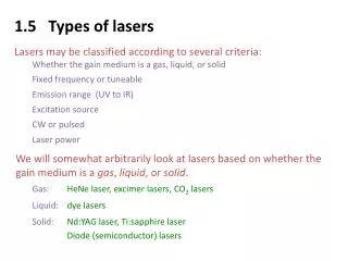 1.5 Types of lasers