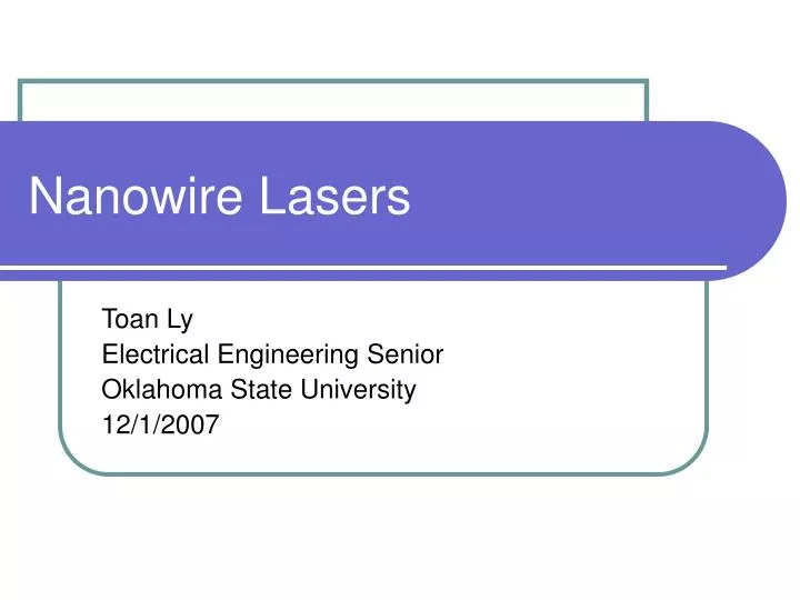 nanowire lasers