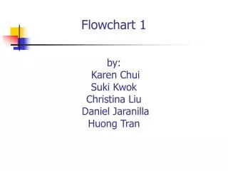 Flowchart 1 by: Karen Chui Suki Kwok Christina Liu Daniel Jaranilla Huong Tran